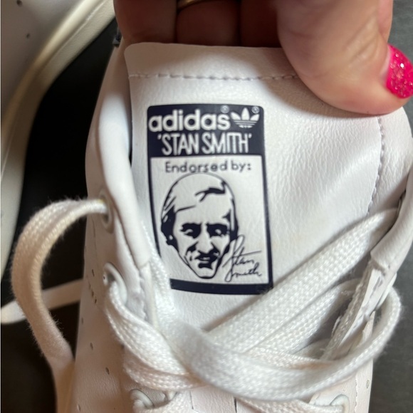 Adidas Stan Smith White and Navy Sneakers M 7.5 - Picture 6 of 9